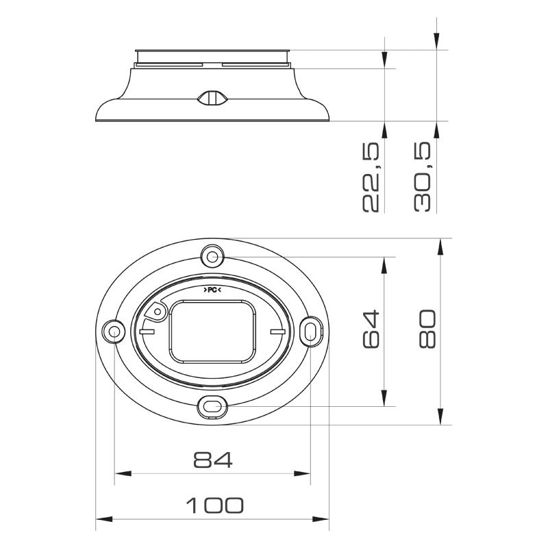 SIRENA - ELYPS MB FLAT BASE NERA, base per il fissaggio su superficie piana 32357