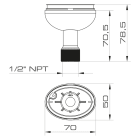 SIRENA - ELYPS MB 1/2 NPTF POLE BASE GRIGIA, base per montaggio su tubo filettato