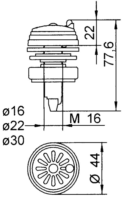 SIRENA - buzzer ad incasso con foro rotondo diam 16-22-30 suono intermittente 75db IP30 V24ACDC