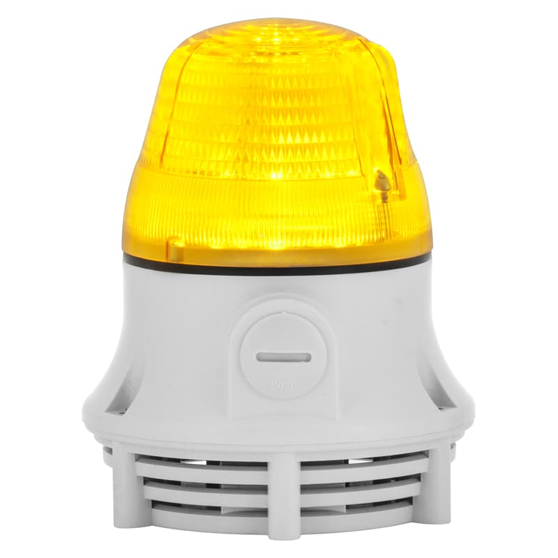 SIRENA - segnalazione macchina fissa/lampeggiante suono continuo/intermittente 75db IP30 base GRIGIA