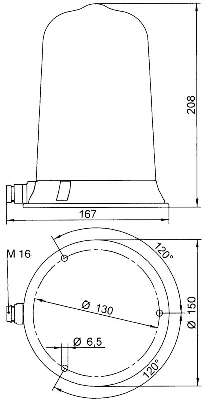 SIRENA - RA HD : luce a LED gialla - base alluminio - fissa/flash/rotante - IP65 - V90/240AC 90195