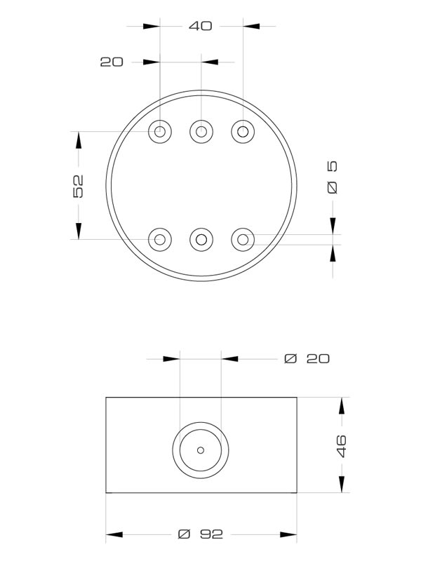SIRENA - MLINE Base alta per il montaggio superficiale NERA, cablaggio laterale, V12/24 ACDC 90452