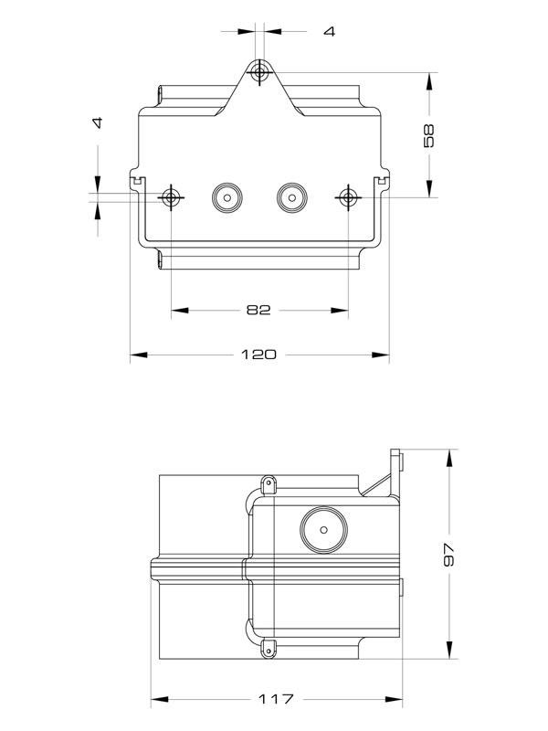 SIRENA - MLINE Base a parete nera installazione di 2 dispositivi MLINE V12/24 ACDC 90454