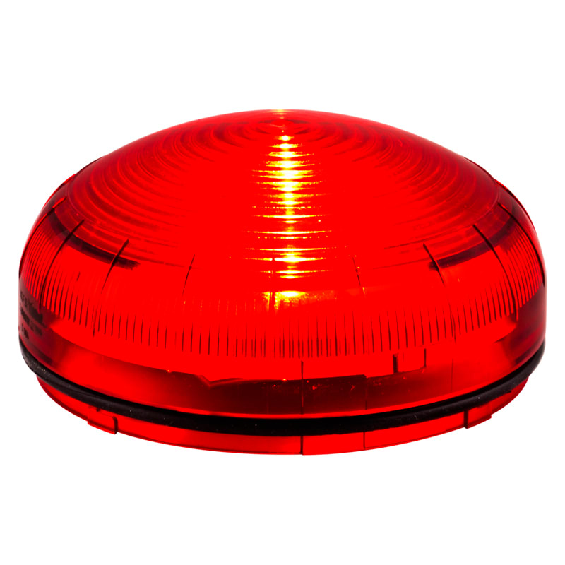 SIRENA - MLINE Luce a LED ROSSA fissa/lampeggiante/strobo lente di Fresnel IP66 multitensione