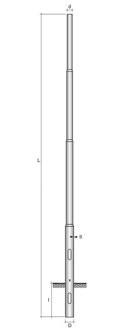 SOCIETA' ELETTRODISTRIBUZIONE MARCH - PALO RASTREMATO H.TOT. 400 CM. D 76