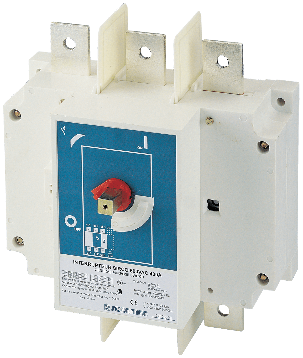 SOCOMEC ELETTROTECNICA - SIRCO UL 98 - 800A - 4P - CDO FRONT.