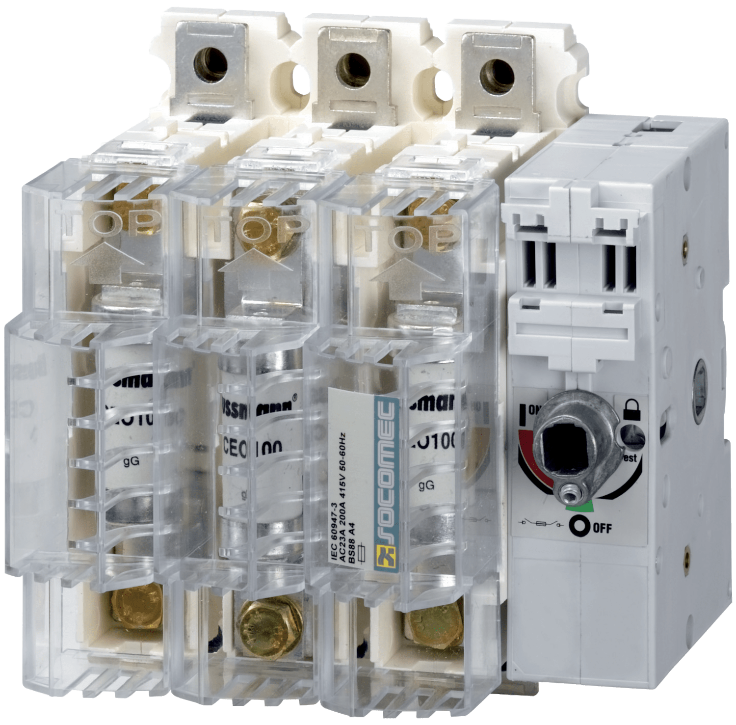 SOCOMEC ELETTROTECNICA - FUSERBLOC CD 3P 50A 14X51 F/L + TEST - A