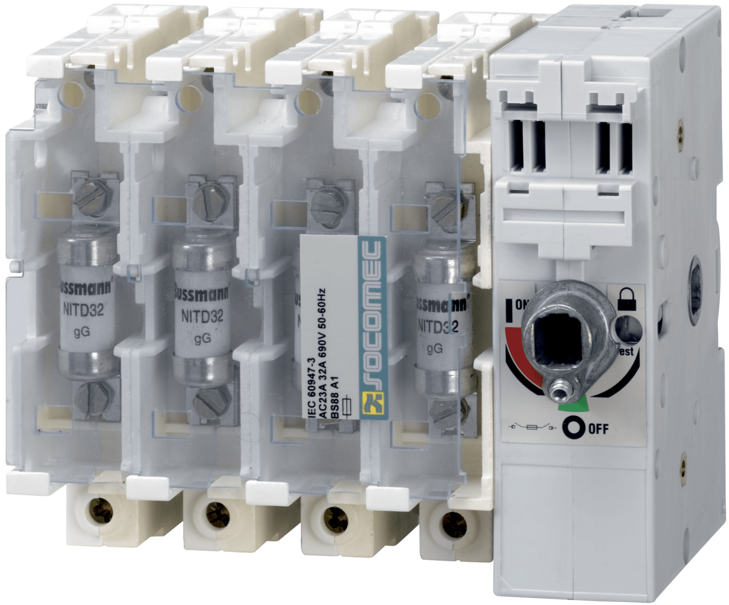 SOCOMEC ELETTROTECNICA - FUSERBLOC CD 4P 100A 22X58 F/L + TEST -