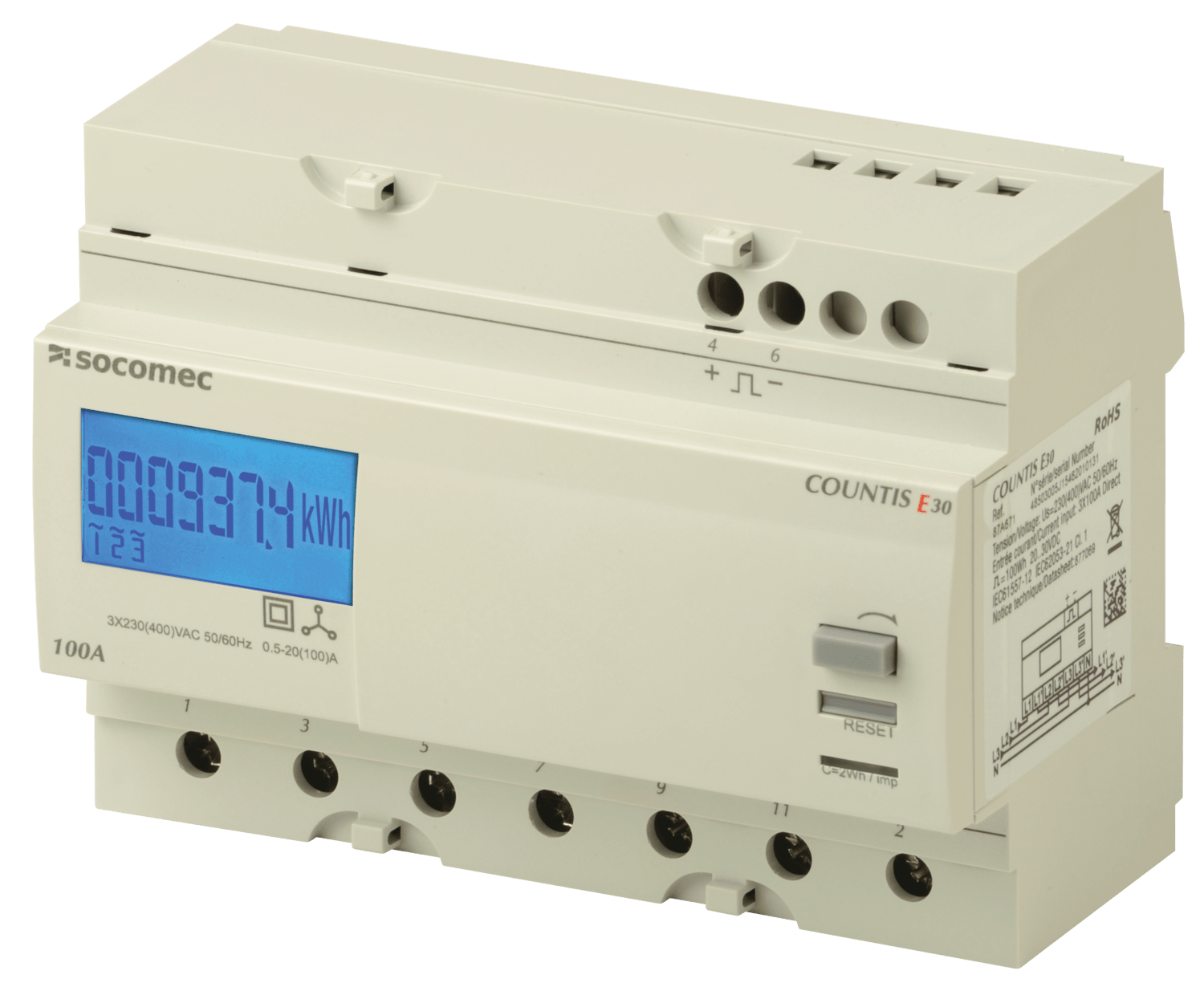 SOCOMEC ELETTROTECNICA - COUNTIS E30 TRIFASE 100A 400VAC - IN ESA