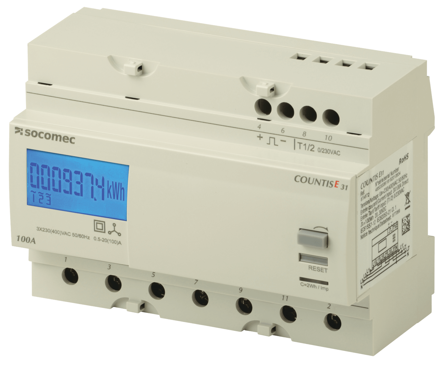 SOCOMEC ELETTROTECNICA - COUNTIS E31 TRIFASE 100A 400VAC DOPPIA T