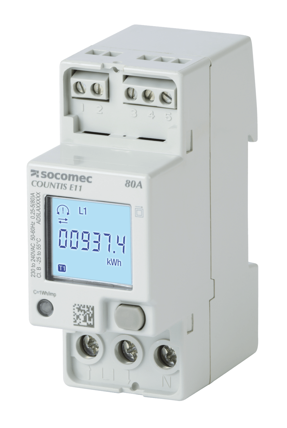 SOCOMEC ELETTROTECNICA - COUNTIS E11 1F 80A DOPPIA TARIFFA - IN E