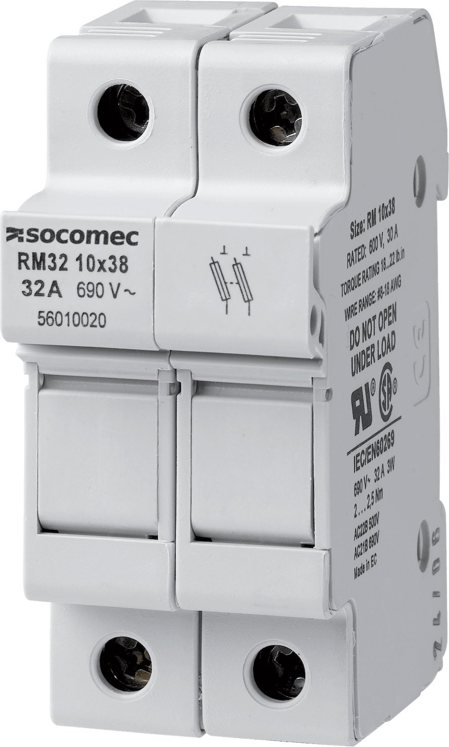 SOCOMEC ELETTROTECNICA - RM - 32A - 10X38 - 2P - APPAR. SENZA SEG