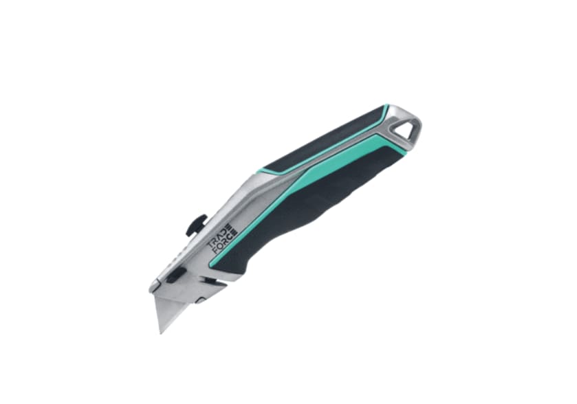 TRADEFORCE - Cutter pofessionale con lame a trapezio retrattile e ricarica