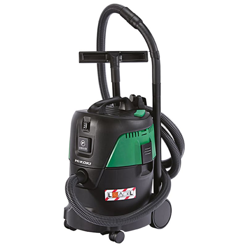 HIKOKI POWER TOOLS - Aspiratore 1.400W, filtro classe L, bidone 25L, 20L secco / 15L liquidi, presa elettroutetroutensili, accessori.