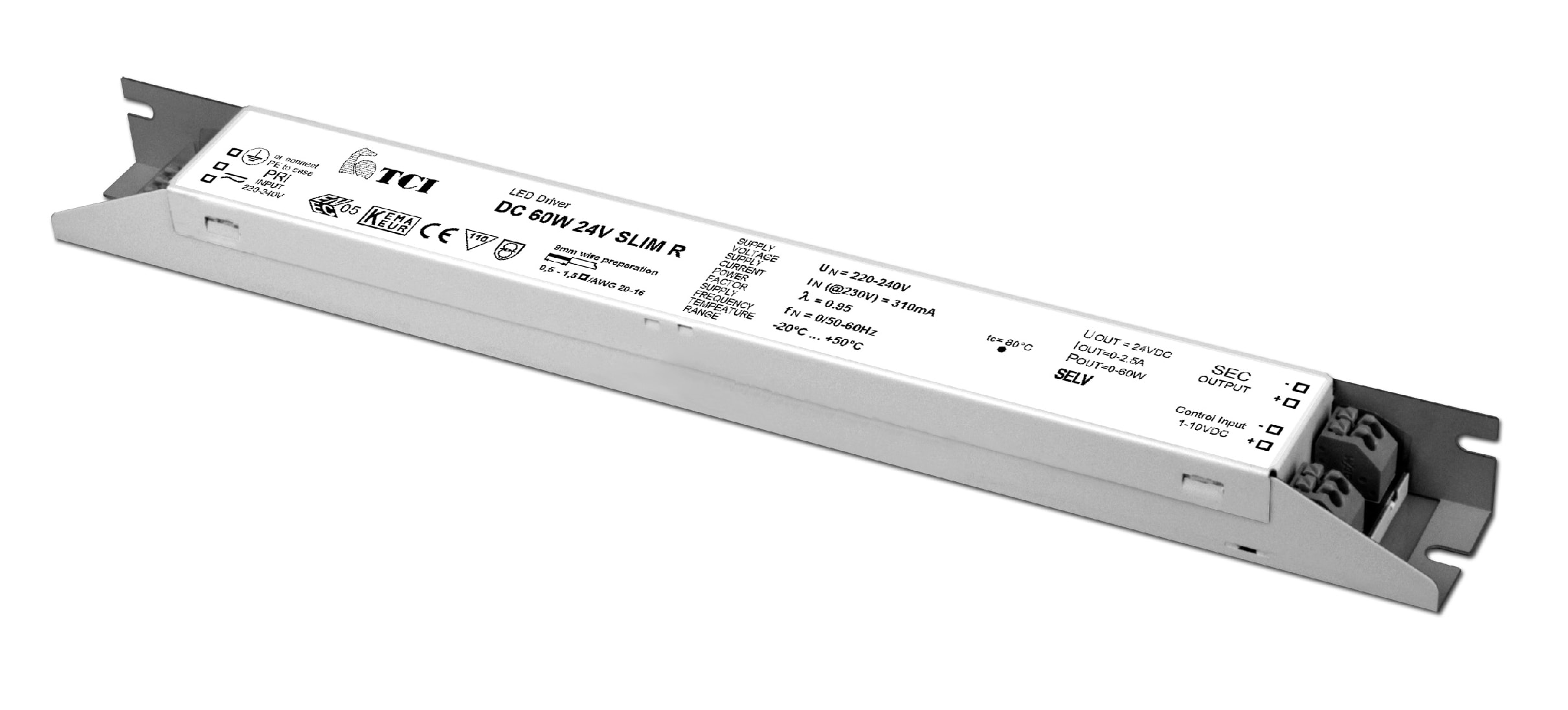 TCI - DC 60W 24V SLIM R ALIMENTATORE LED DIMM