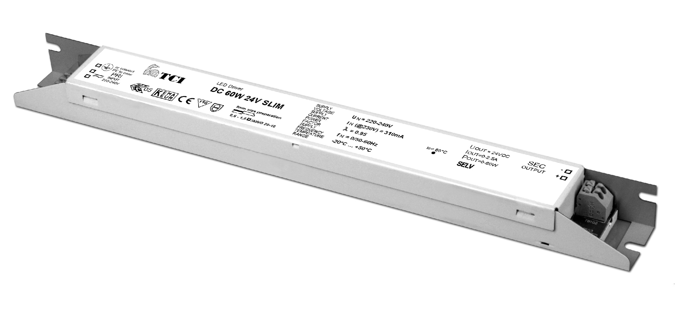 TCI - DC 150W 24V SLIM ALIMENTATORE LED
