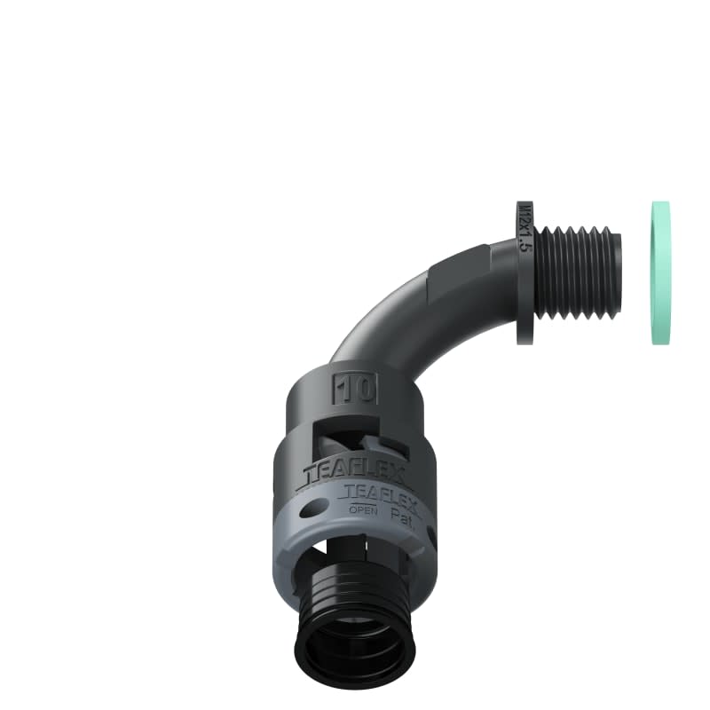 TEAFLEX - CURVA 90 IP68 BN10 M12 NERO