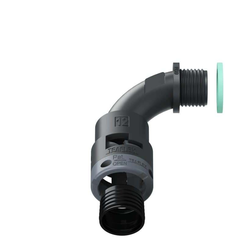 TEAFLEX - CURVA 90 IP68 BN12 PG09 NERO