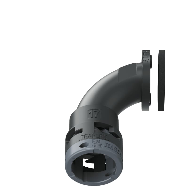TEAFLEX - Raccordo a 90 senza spigoli flangia poliammide IP66 nero FL17. 6BFL17