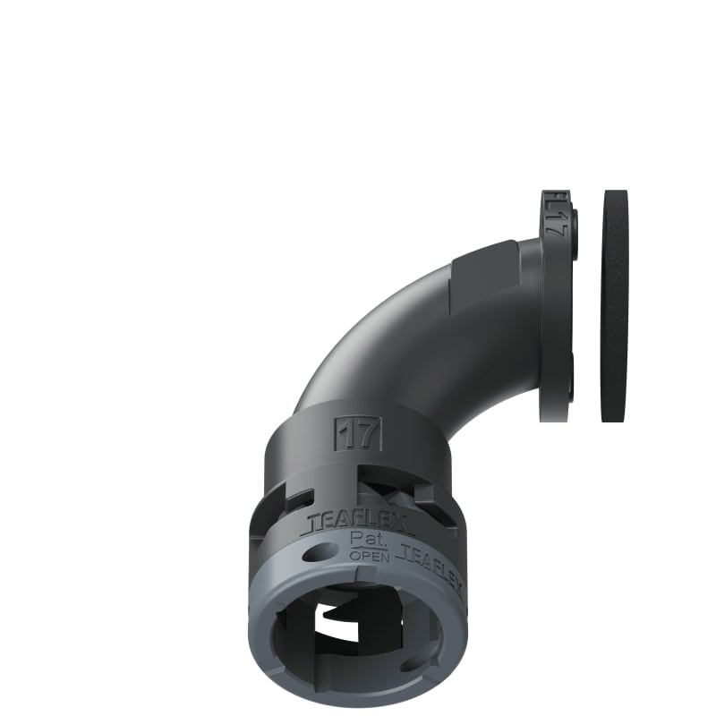 TEAFLEX - Raccordo a 90 senza spigoli flangia poliammide IP66 nero FL17.