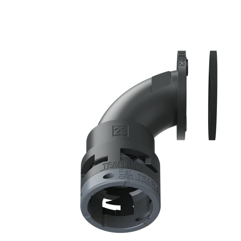 TEAFLEX - Raccordo a 90 senza spigoli flangia poliammide IP66 nero FL23.