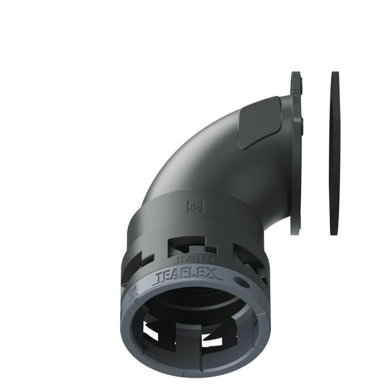TEAFLEX - Raccordo a 90 flangia poliammide IP66 senza spigoli nero FL48.