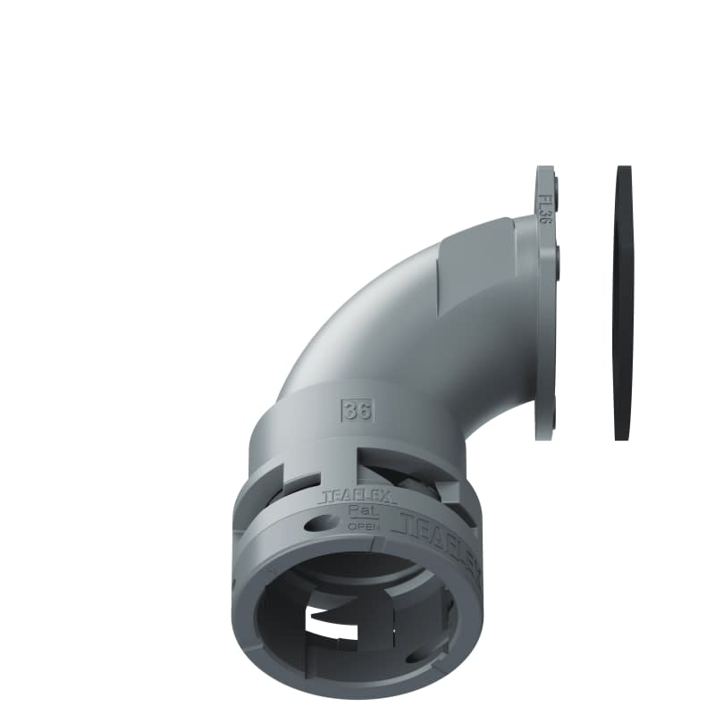 TEAFLEX - Raccordo a 90 senza spigoli flangia poliammide grigio. 6GFL36