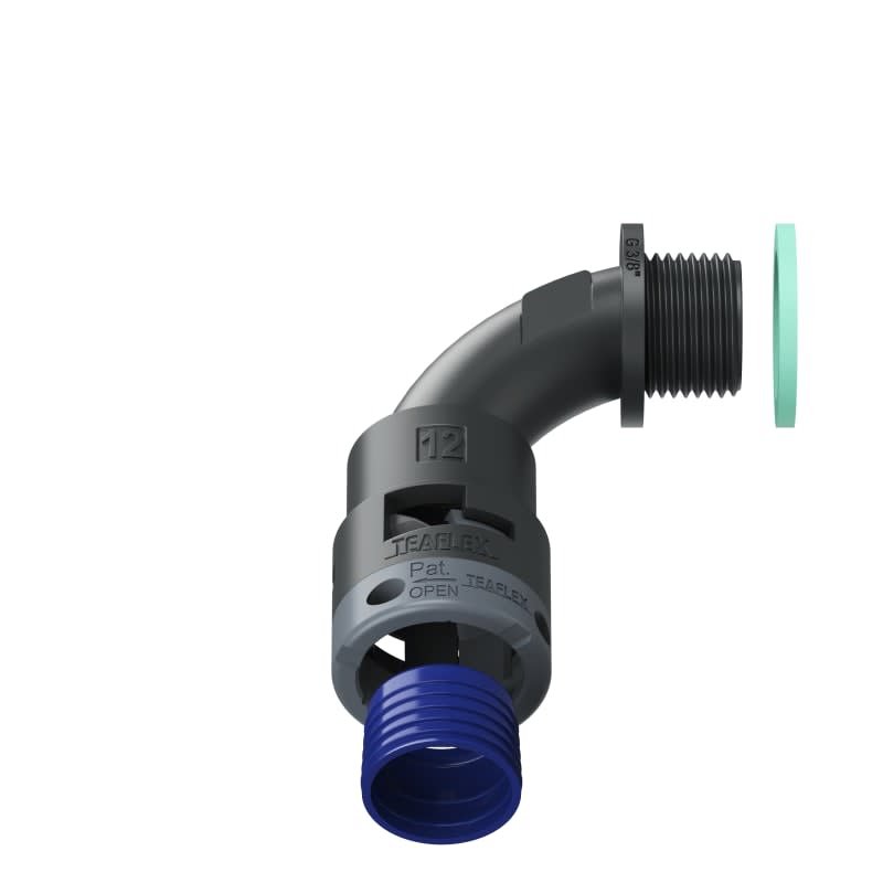 TEAFLEX - CURVA 90 IP68 BN12   3/8' NERO 8BBN12G02