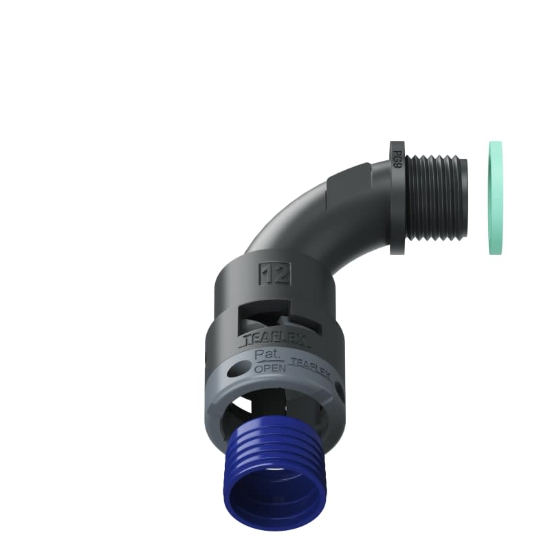 TEAFLEX - CURVA 90 IP68 BN12 PG09 NERO 8BBN12P09