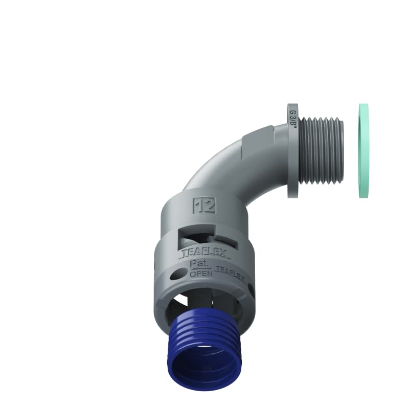 TEAFLEX - CURVA 90 IP68 BN12 3/8' GRIGIO 8GBN12G02