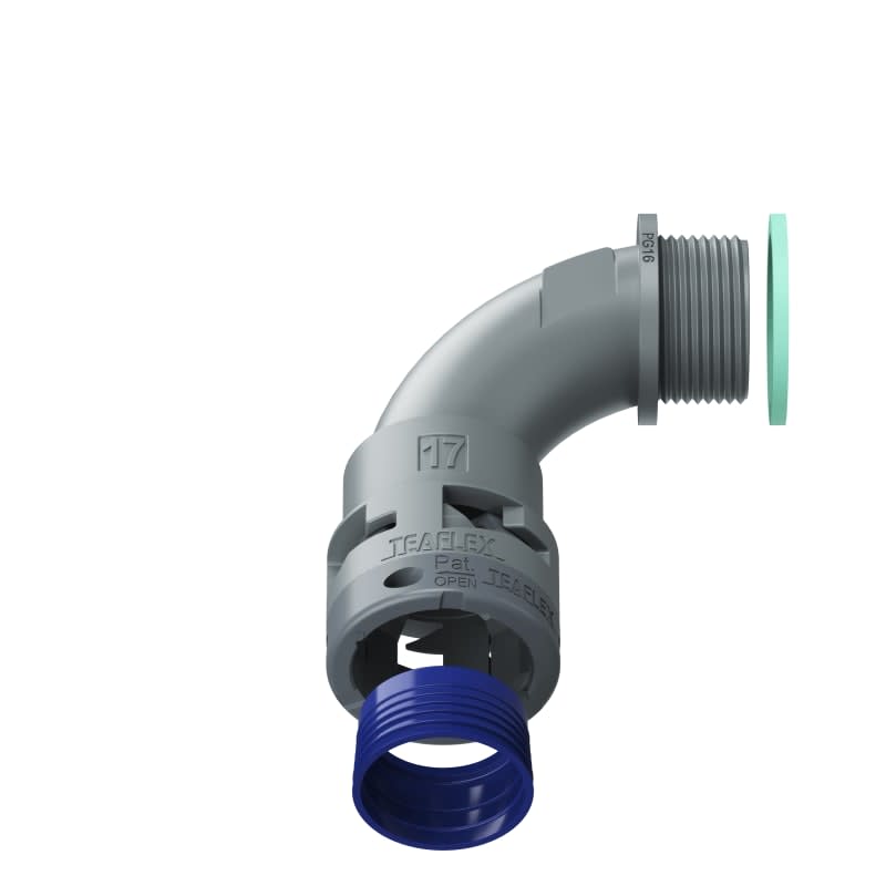 TEAFLEX - CURVA 90 IP68 BN17 PG16 GRIGI 8GBN17P16