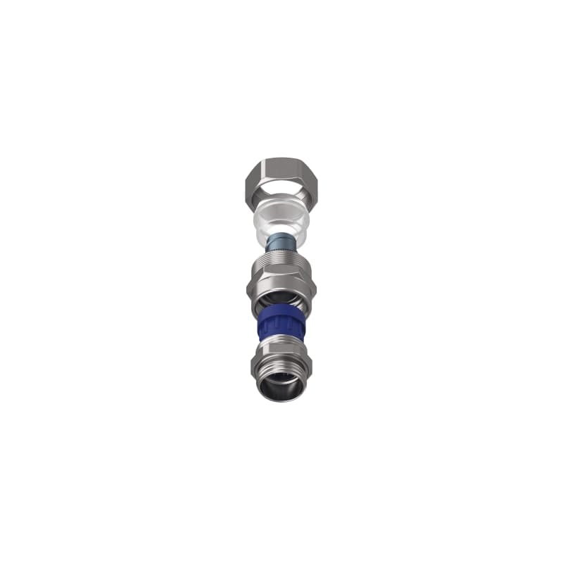 TEAFLEX - Raccordo CMPR12/9 M20x1,5 in ottone nichelato con pressacavo IP67 e continuità metallica.