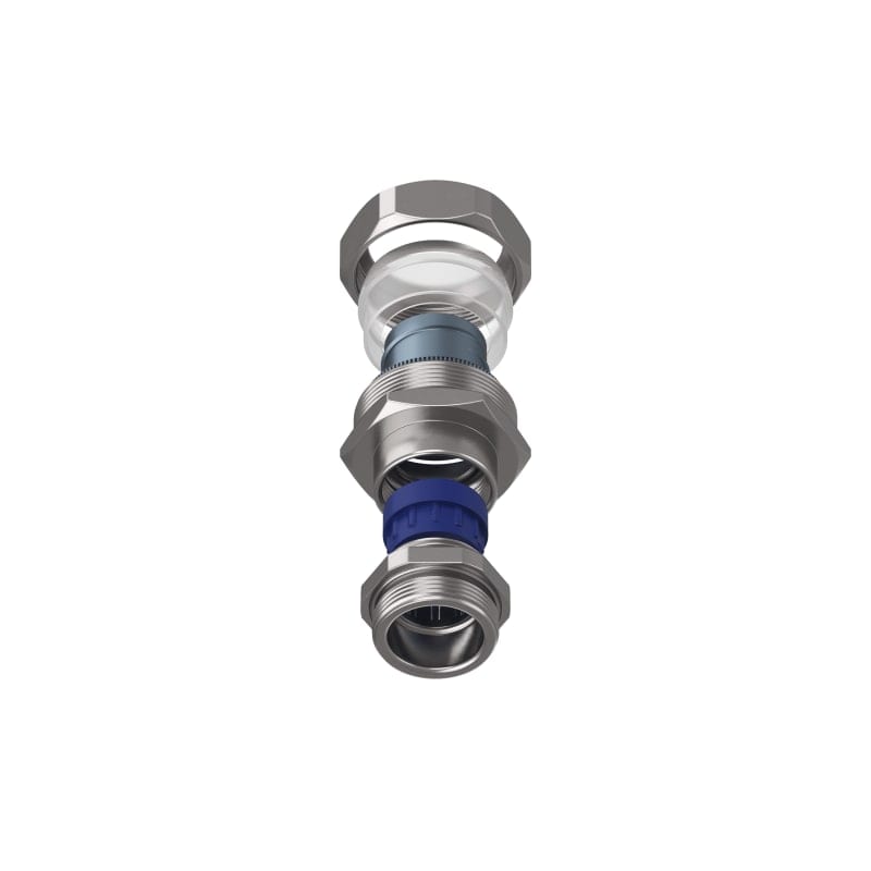 TEAFLEX - Raccordo CMPR27/18 M32X1,5 in ottone nichelato con pressacavo IP67 e continuità metallica.