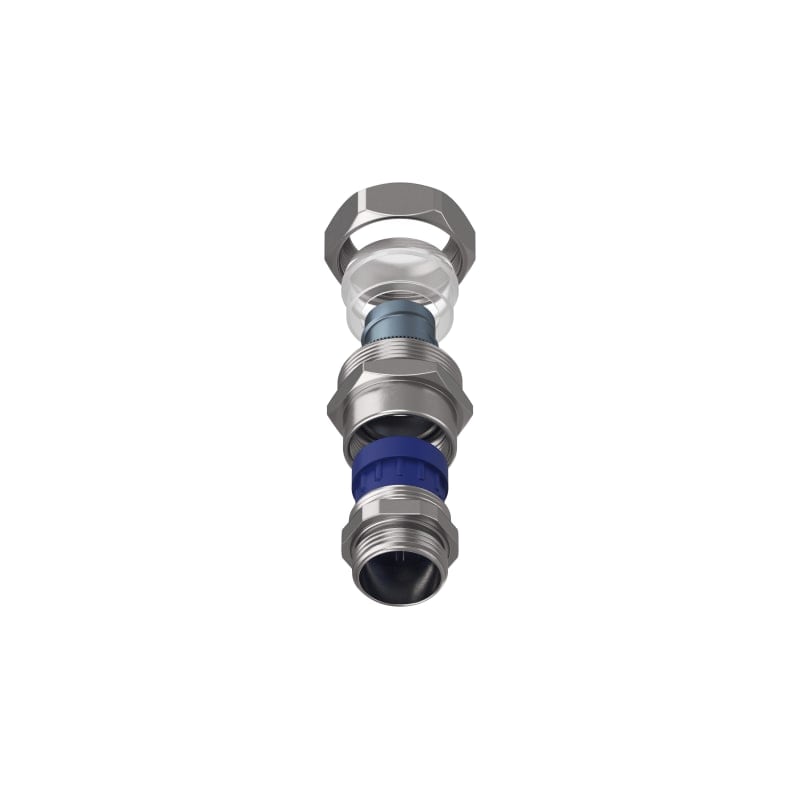 TEAFLEX - Raccordo CMPR 20/18 - 3/4 in ottone nichelato con pressacavo, IP67 e continuità metallica.