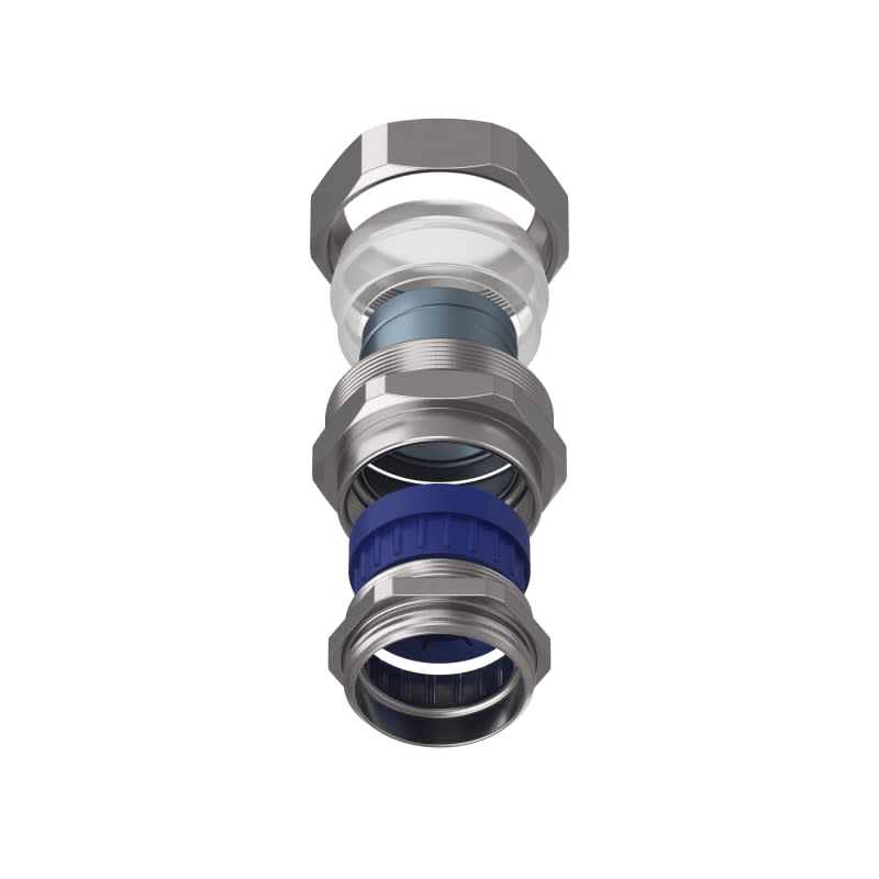 TEAFLEX - Raccordo CMPR 40/32 - 1 1/2 in ottone nichelato con pressacavo IP67 e continuità metallica. CMPRG4032