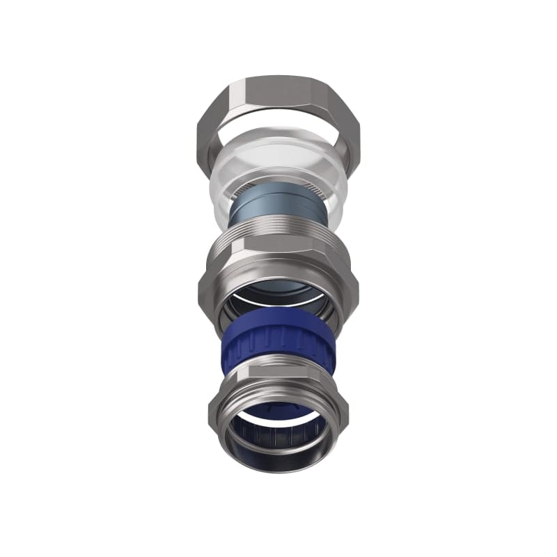 TEAFLEX - Raccordo CMPR 40/32 - 1 1/2 in ottone nichelato con pressacavo IP67 e continuità metallica.