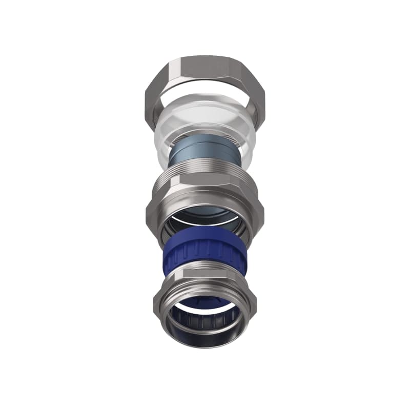 TEAFLEX - Raccordo CMPR 40/34 -1 1/2 in ottone nichelato con pressacavo, continuità metallica e protezione IP67.
