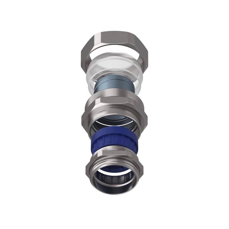 TEAFLEX - Raccordo CMPR 40/36 -1 1/2 in ottone nichelato con pressacavo, continuità metallica e protezione IP67. CMPRG4036