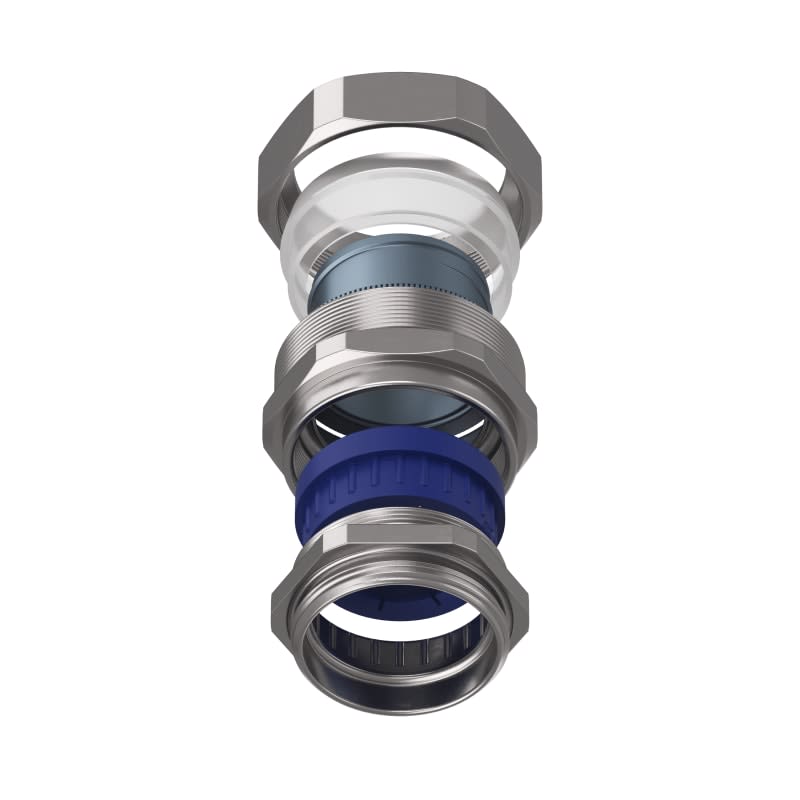 TEAFLEX - Raccordo CMPR 50/45 a pressacavo in ottone nichelato con continuità metallica IP67. CMPRG5045