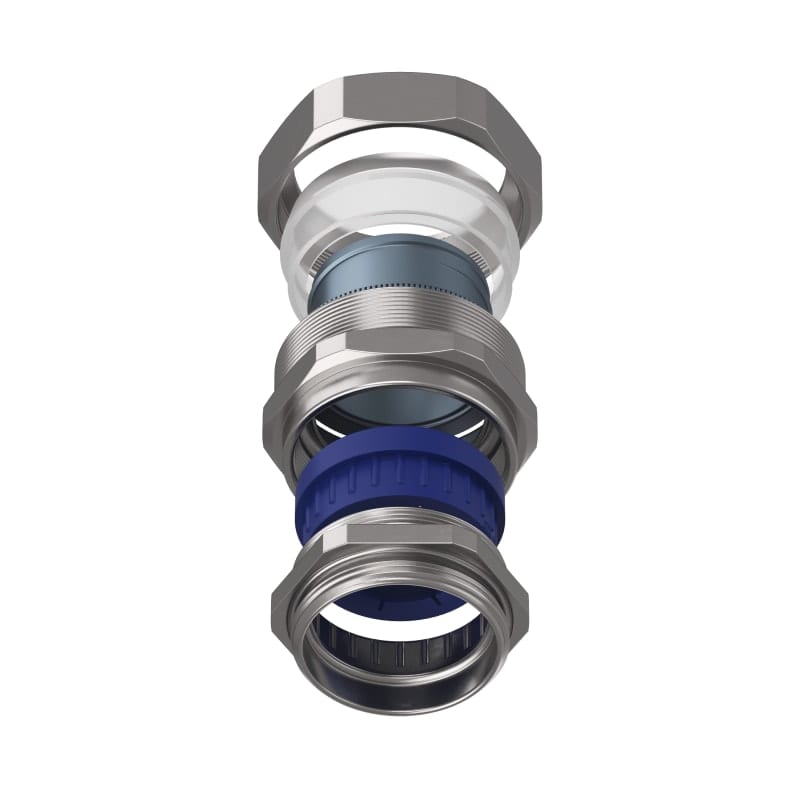 TEAFLEX - Raccordo CMPR 50/45 a pressacavo in ottone nichelato con continuità metallica IP67.
