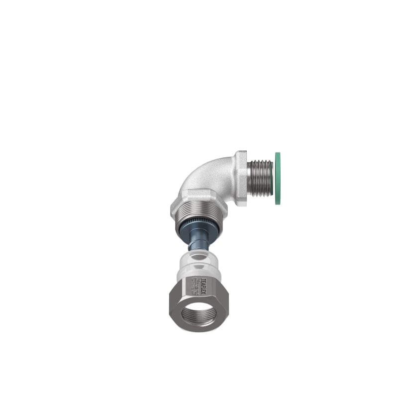 TEAFLEX - Raccordo a 90 in ottone con continuit metallica IP67 ATEX M16x1,5.