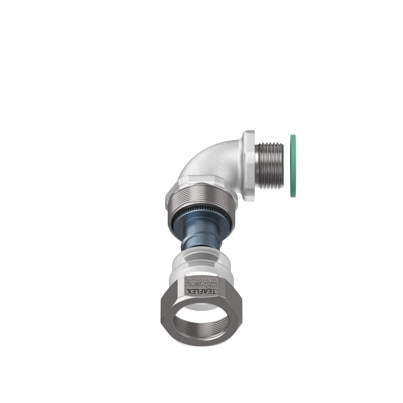 TEAFLEX - Raccordo 15 ISO M20X1,5 Curva a 90 in ottone continuit metallica IP67 ATEX. EXCMCC15M20