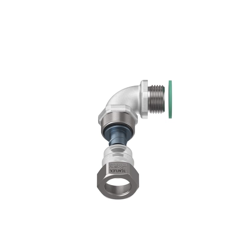 TEAFLEX - Raccordo 12.A 1/2" in ottone con continuità metallica IP67 ATEX e curva a 90° in ottone con continuità metallica IP67 ATEX.