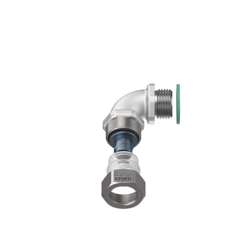 TEAFLEX - Raccordo 12.A 1/2" in ottone con continuità metallica IP67 ATEX e curva a 90° in ottone con continuità metallica IP67 ATEX.