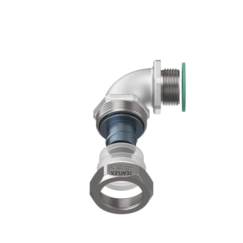 TEAFLEX - Raccordo a 90 in ottone con continuit metallica IP67 ATEX, filettatura 3/4'' per tubi EXCMCC 20.