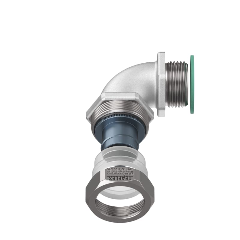 TEAFLEX - Raccordo EXCMCC 25 1'' Curva a 90 in ottone continuit metallica IP67 ATEX. EXCMCCG25