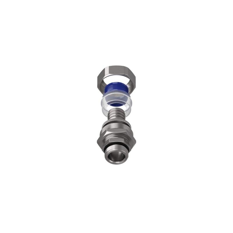 TEAFLEX - Raccordo maschio in ottone nichelato girevole per guaine in poliammide trecciate IP67.