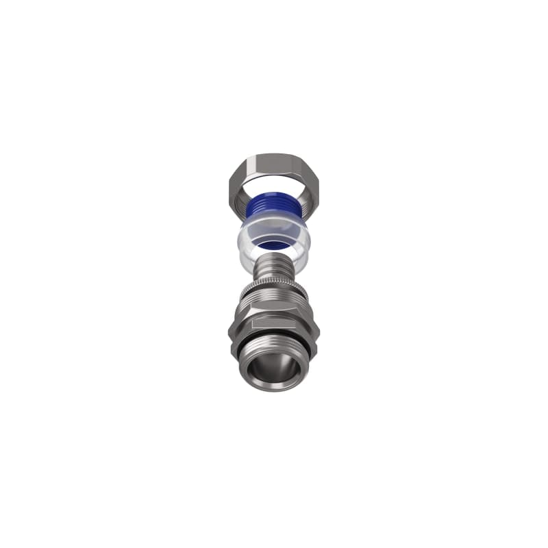 TEAFLEX - Raccordo maschio in ottone nichelato girevole per guaine in poliammide trecciate IP67.