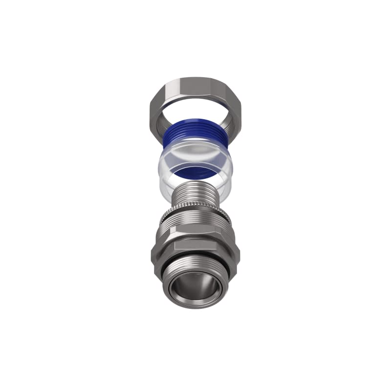 TEAFLEX - Raccordo maschio in ottone nichelato girevole per guaine in poliammide trecciate IP67.