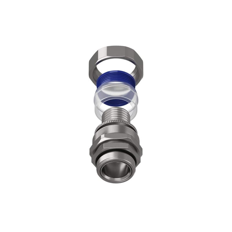 TEAFLEX - Raccordo maschio in ottone nichelato girevole per guaine in poliammide trecciate IP67.